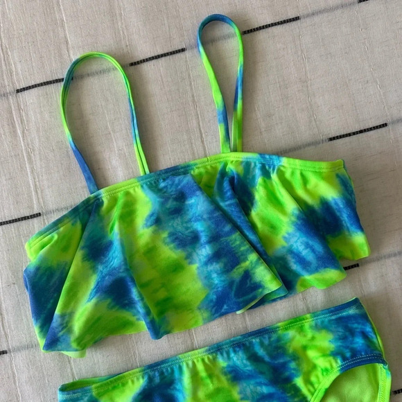 NWT Cat & Jack 2 Piece Swimwear for Girls Green Blue Size L 10/12 - Picture 3 of 9